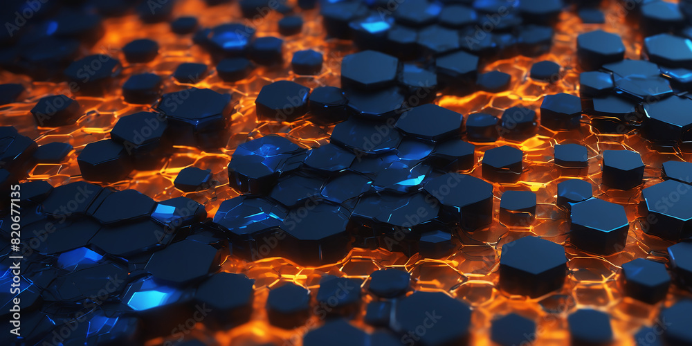 Poster Tech futuristic hexagons abstract background