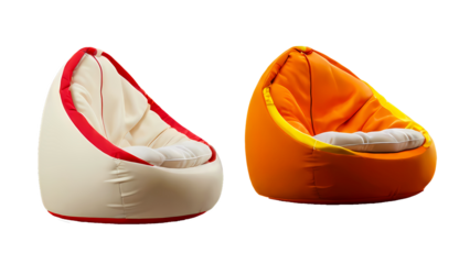 red and white plain beanbag bean bag seat chair isolated on transparent background