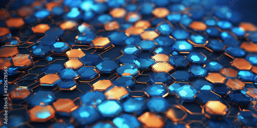 Aufkleber Tech futuristic hexagons abstract background