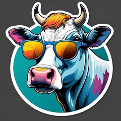 a colorfull cow face illustrations