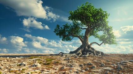 An ancient tree whose powerful branches and thick bark bear witness to hundreds of years of history stands next to a genetically modified tree designed to grow quickly.
