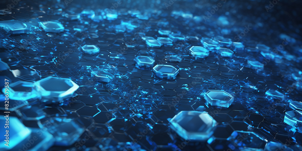 Poster Tech futuristic hexagons abstract background