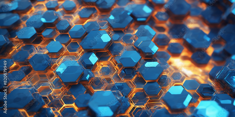 Poster Tech futuristic hexagons abstract background