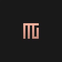 MG logo monogram with gold color in square shape.