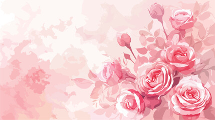 Watercolor pink rose flower bouquet for background we
