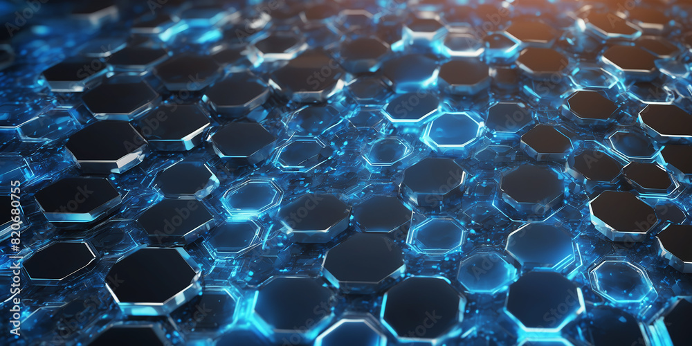 Aufkleber Tech futuristic hexagons abstract background