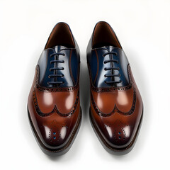 Handcrafted Custom Leather Shoes with Blue Accents - A Blend of Tradition and Modernity