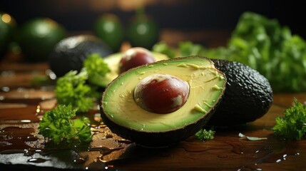 beautiful side view of sweet green avocado slices