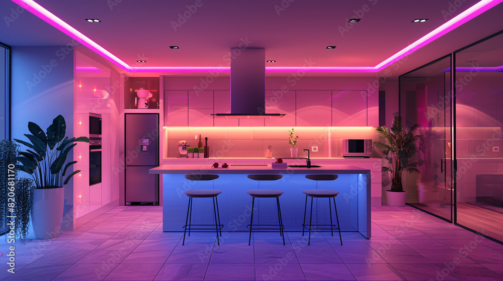Poster a futuristic smart home entryway with ai-augmented reality interfaces for security and home manageme