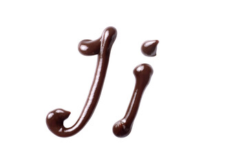 Large and small Letter I of the Latin alphabet made of melted chocolate, isolated on a white...