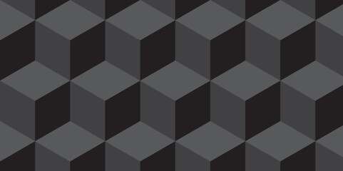 Black background from cubes and lines. Geometric seamless pattern cube. Cubes mosaic shape vector design.	