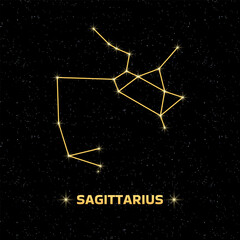 Sagittarius Constellation Icon. Starry Sky Icon. Flat Style. Vector icon