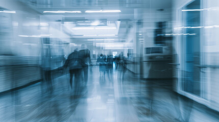 Blurry Photo of People Walking Down a Hallway for background