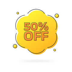 50% OFF banner icon. Flat style. Vector icon