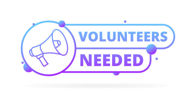 Volunteers needed banner icon. Flat style. Vector icon