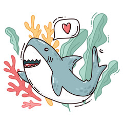 cute vector illustration of shark