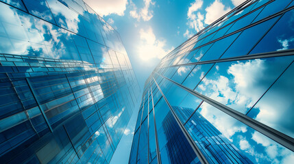 Looking Up at Tall Buildings in the Sky