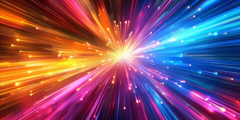 Dynamic burst of colorful light rays