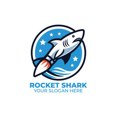 Shark with Rocket Launcher Logo Design