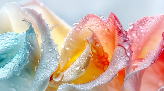 Close up of vibrant macro flower with stunning, vivid colors in super zoom detail