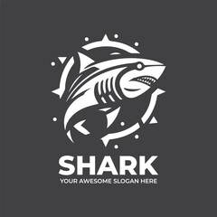 Futuristic Shark logo Monochrome Design