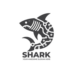 Futuristic Shark logo Monochrome Design