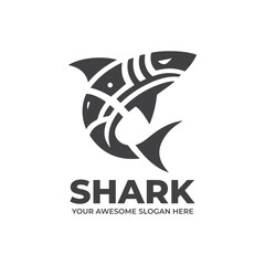 Futuristic Shark logo Monochrome Design