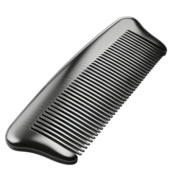 recommend clip art: A black hair comb with fine teeth isolated on a transparent background. 