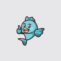 fish mascot logo design, fish cartoon illustration