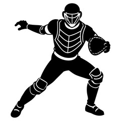 baseball player pose, vector silhouette, white background