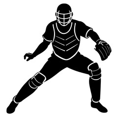 Naklejka premium baseball player pose, vector silhouette, white background