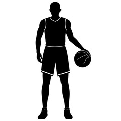 Fototapeta premium Basketball player vector silhouette black color illustration