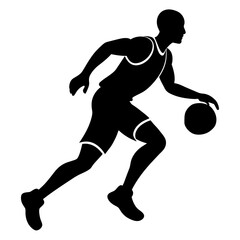 Basketball player vector silhouette black color illustration