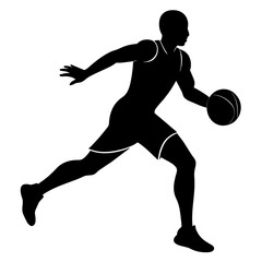 Basketball player vector silhouette black color illustration