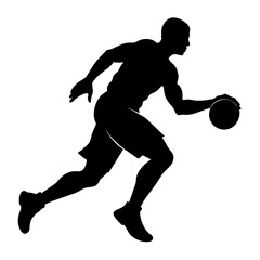 Basketball player vector silhouette black color illustration