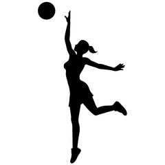 Female Basketball player vector silhouette black color illustration
