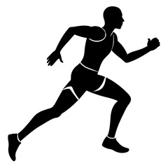 Marathon run, a man running vector silhouette, white background