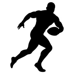 Rugby Sports player running vector silhouette black color illustration