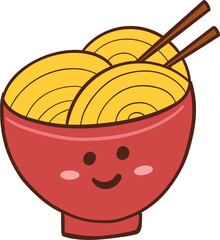 cartoon bowl of noodles