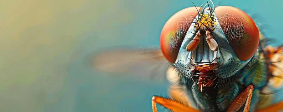 Closeup of a flys mouthparts, magnifying