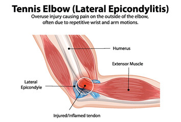 Detailed diagram of tennis elbow condition