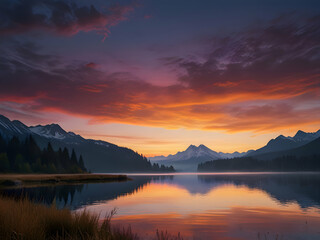 Inspiring Sunrise Over Majestic Mountain Range