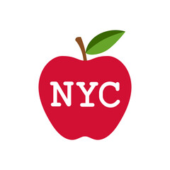 Big Apple symbol of New York. Apple with letters NYC isolated sign on white background. Vector illustration