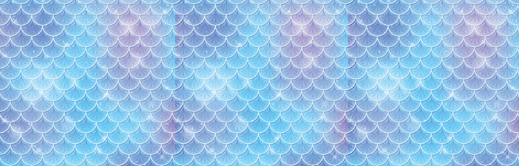 Seamless fish scale pattern in gradient blue hues