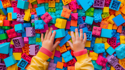 Childs Hands Building Blocks