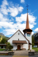 Church in Kandersteg, mountains, Switzerland