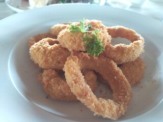 fried onion ring on plate