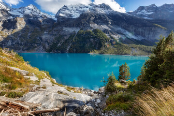 Oeschinnensee lake, Swiss Alps, Switzerland