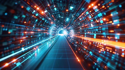 Obraz premium Futuristic technology abstract background with lines for network, big data, data center, server, internet, speed