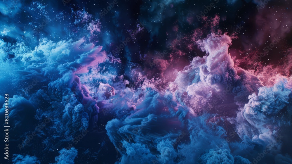 Wall mural galaxy background, with stars and colorful nebula clouds. outer space astronomy image showing an int